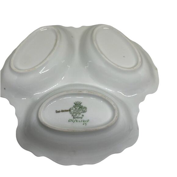 JLMenau Echt Graf Henneberg Floral Divided Relish Candy Dishes VINTAGE Red - Picture 3 of 5